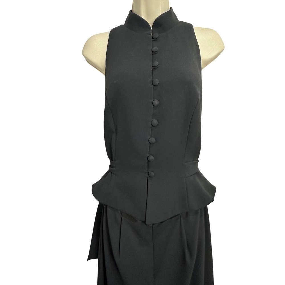 DW3 David Warren Jumpsuit 8 Black Sheer Mesh Back Wide Leg Vintage Formal Chic - Picture 5 of 8